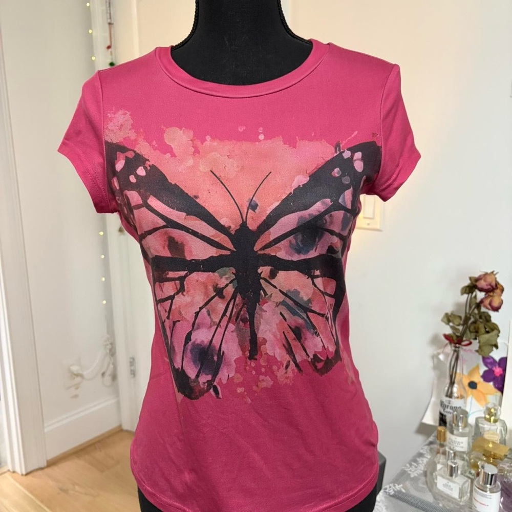 Pink urban Butterfly Graphic Tee